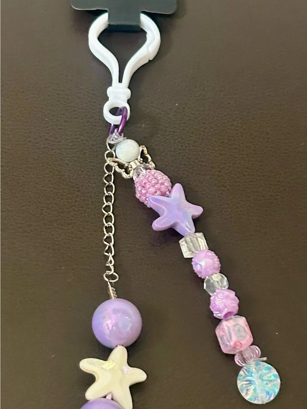 Purple Celestial Star Beaded Charm Keychain